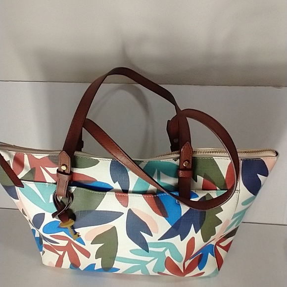 Fossil Women's Multi Color Leather Hobo Floral Purse Handbag. Small Scratch - Picture 4 of 15